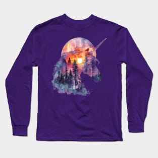 Enchanted Mystic Unicorn Sunset Long Sleeve T-Shirt